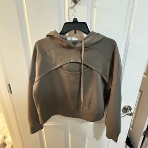 Elfshe cutout sweatshirt size large deep olive/gray